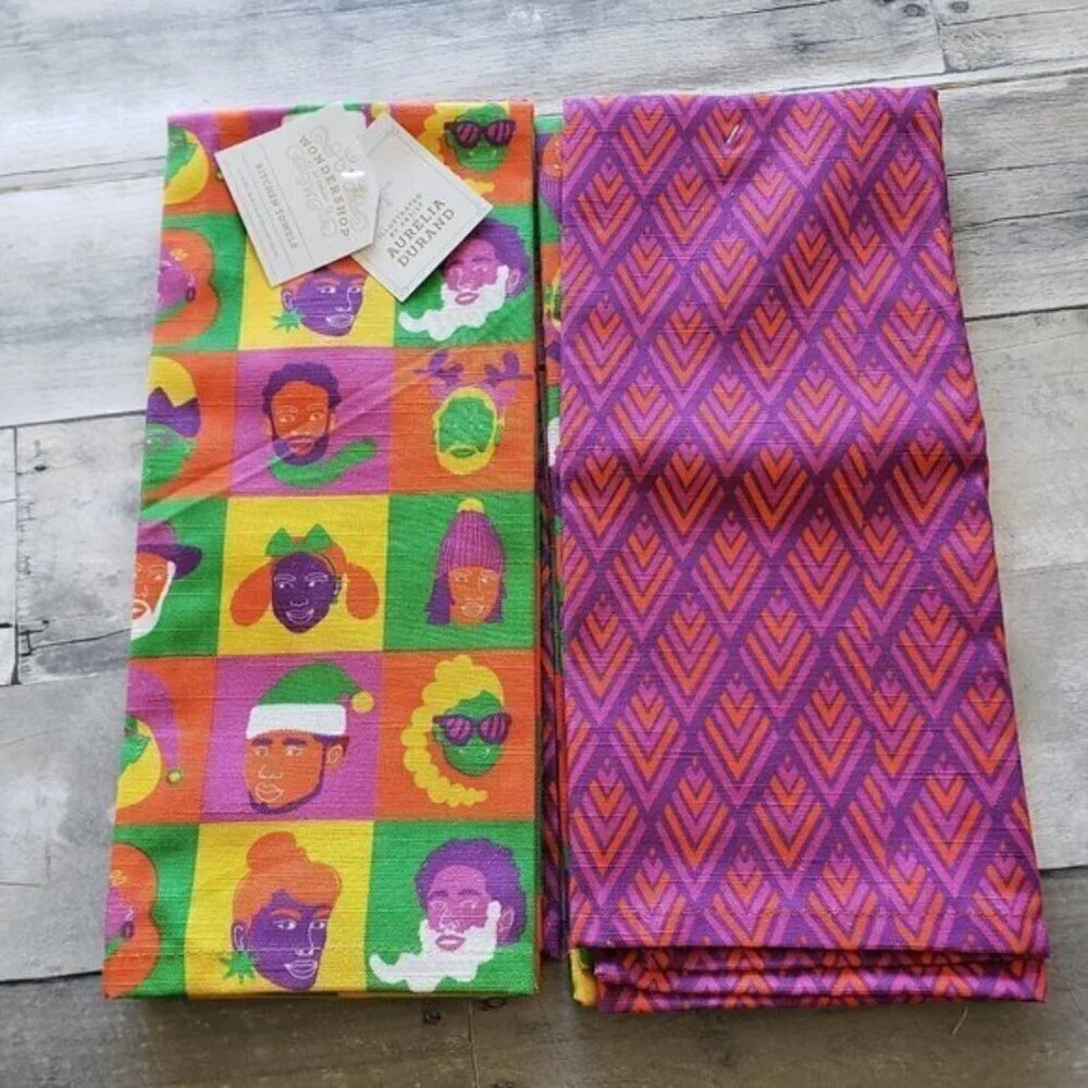 NWT – (set of 3) 2pc Aurélia Durand Design Slub Christmas Kitchen Towels